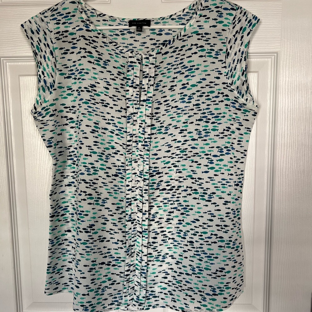 The limited M blue green blouse top